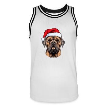Mastiff Dog Head Christmas Portrait - Men's Basketball Jersey - white/black - Front - AI Model Male 185 dark (185cm)