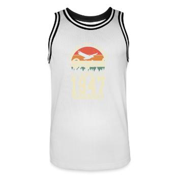 Millésime 1947 Anniversaire - Maillot de basket Homme - blanc/noir - Devant - AI Model Male 185 dark (185cm)