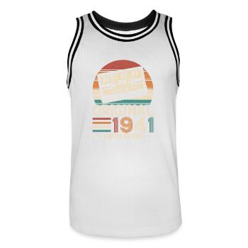 Vintage Birthday Joy 1941 - Men's Basketball Jersey - white/black - Front - AI Model Male 185 dark (185cm)