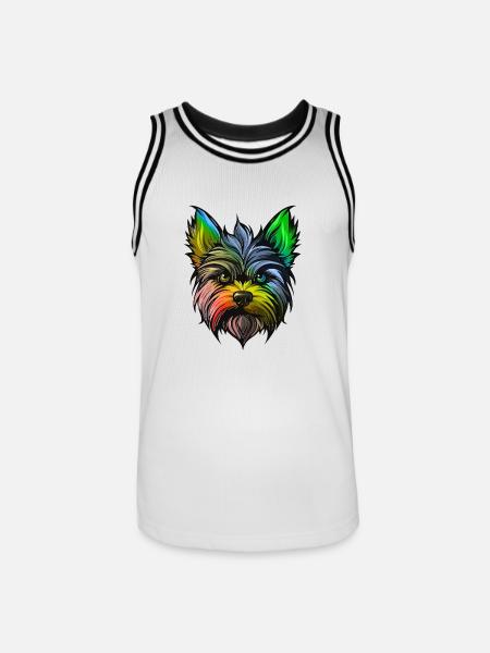 Yorkshire Terrier Hund Kopf Bunt - Männer Basketball-Trikot - Weiß/Schwarz