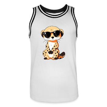 Erdmännchen Mit Sonnenbrille Meerkat - Männer Basketball-Trikot - Weiß/Schwarz - Vorne - AI Model Male 185 dark (185cm)