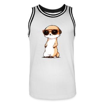 Suricate avec lunettes de soleil Suricate - Maillot de basket Homme - blanc/noir - Devant - AI Model Male 185 dark (185cm)