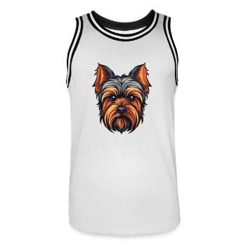 Yorkshire Terrier Dog Head - Men's Basketball Jersey - white/black - Front - AI Model Male 185 dark (185cm)