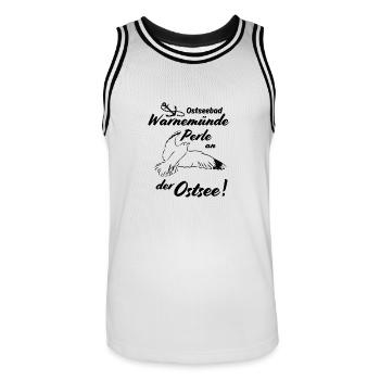 Warnemünde Ostseebad und Perle an der Ostsee - Männer Basketball-Trikot - Weiß/Schwarz - Vorne - AI Model Male 185 dark (185cm)