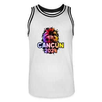 Cancun 2024 Holiday Colorful - Men's Basketball Jersey - white/black - Front - AI Model Male 185 dark (185cm)