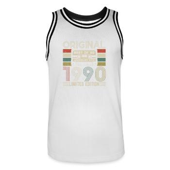 Legenden von 1990 - Männer Basketball-Trikot - Weiß/Schwarz - Vorne - AI Model Male 185 dark (185cm)