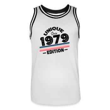 Unique depuis 1979 Edition Anniversaire Millésime 1979 - Maillot de basket Homme - blanc/noir - Devant - AI Model Male 185 dark (185cm)