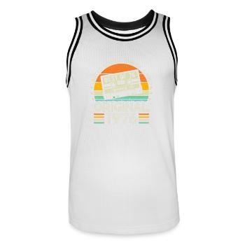 Vintage 1976 Anniversary - Men's Basketball Jersey - white/black - Front - AI Model Male 185 dark (185cm)
