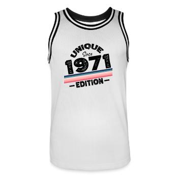 Unique Since 1971 Edition Birthday Vintage 1971 - Men's Basketball Jersey - white/black - Front - AI Model Male 185 dark (185cm)