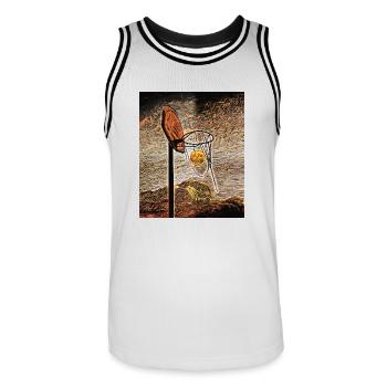Mondschein-Basketball - Männer Basketball-Trikot - Weiß/Schwarz - Vorne - AI Model Male 185 dark (185cm)