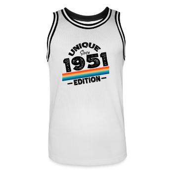 Unique Since 1951 Edition Birthday Vintage 1951 - Men's Basketball Jersey - white/black - Front - AI Model Male 185 dark (185cm)