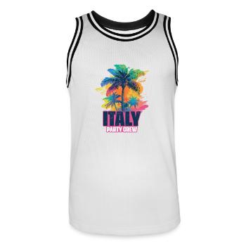 Vacances de l’équipage de fête en Italie - Maillot de basket Homme - blanc/noir - Devant - AI Model Male 185 dark (185cm)
