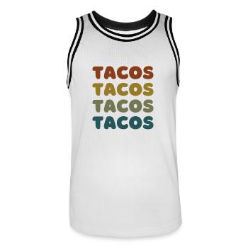 Tacos Retro - Les tacos sont ma Saint-Valentin - Maillot de basket Homme - blanc/noir - Devant - AI Model Male 185 dark (185cm)