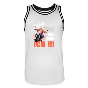 Aus dem Weg Hier Komm Ich Oma - Männer Basketball-Trikot - Weiß/Schwarz - Vorne - AI Model Male 185 dark (185cm)