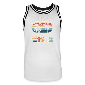 1982 Vintage Legend - Original Birthday Gift Idea - Männer Basketball-Trikot - Weiß/Schwarz - Vorne - AI Model Male 185 dark (185cm)