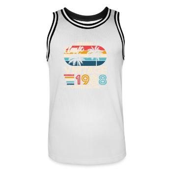 Vintage 1988 anniversaire Tee - Maillot de basket Homme - blanc/noir - Devant - AI Model Male 185 dark (185cm)