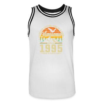 Legendary 1995 Vintage Birthday Shirt - Männer Basketball-Trikot - Weiß/Schwarz - Vorne - AI Model Male 185 dark (185cm)