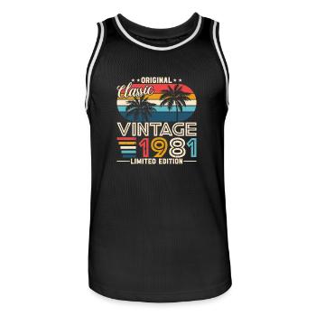 Vintage Legend 1981 - Männer Basketball-Trikot - Schwarz/Weiß - Vorne - AI Model Male 185 dark (185cm)