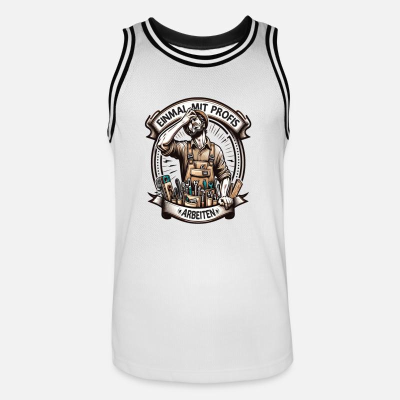Handwerker Einmal Mit Profis Arbeiten - Männer Basketball-Trikot - Weiß/Schwarz