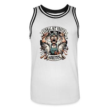 Handwerker Einmal Mit Profis Arbeiten - Männer Basketball-Trikot - Weiß/Schwarz - Vorne - AI Model Male 185 dark (185cm)