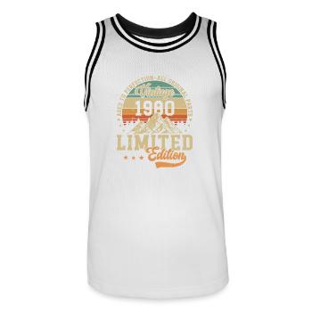 Vintage 1980 Legends - Männer Basketball-Trikot - Weiß/Schwarz - Vorne - AI Model Male 185 dark (185cm)