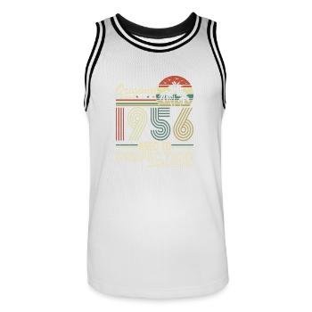 Vintage 1956 - Retro Birthday Gift - Männer Basketball-Trikot - Weiß/Schwarz - Vorne - AI Model Male 185 dark (185cm)