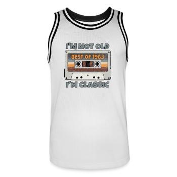 I'M NOT OLD I'M CLASSIC BEST OF 1963 Vintage gift - Men's Basketball Jersey - white/black - Front - AI Model Male 185 dark (185cm)