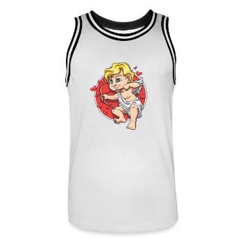 Süßer Amor Cartoon Valentinstag Liebe für - Männer Basketball-Trikot - Weiß/Schwarz - Vorne - AI Model Male 185 dark (185cm)