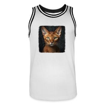Chat d’Abyssinie Abessinierkatze - Maillot de basket Homme - blanc/noir - Devant - AI Model Male 185 dark (185cm)