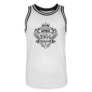 anniversaire Avril 1954 avril anniversaire 1954 - Maillot de basket Homme - blanc/noir - Devant - AI Model Male 185 dark (185cm)