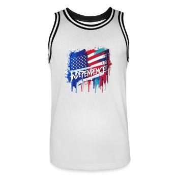 Patriotischer Unabhängigkeitstag für Patrioten - Männer Basketball-Trikot - Weiß/Schwarz - Vorne - AI Model Male 185 dark (185cm)
