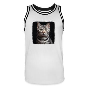 Cat Cats American Shorthair - Men's Basketball Jersey - white/black - Front - AI Model Male 185 dark (185cm)