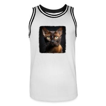 Chat birman Birmanie Katze - Maillot de basket Homme - blanc/noir - Devant - AI Model Male 185 dark (185cm)