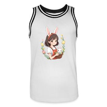 Anime Easter Kawaii Easter Bunny Manga Girl Otaku - Men's Basketball Jersey - white/black - Front - AI Model Male 185 dark (185cm)