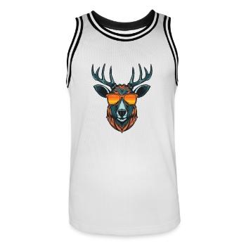Deer Head Portrait Cool - Men's Basketball Jersey - white/black - Front - AI Model Male 185 dark (185cm)