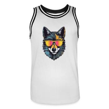 Wolf Kopf Porträt Cool - Männer Basketball-Trikot - Weiß/Schwarz - Vorne - AI Model Male 185 dark (185cm)