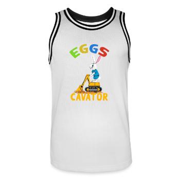 Funny Easter Saying Easter Bunny Excavator Driver - Men's Basketball Jersey - white/black - Front - AI Model Male 185 dark (185cm)