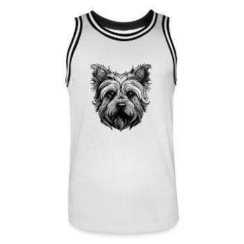 Portrait de chien Yorkshire Terrier - Maillot de basket Homme - blanc/noir - Devant - AI Model Male 185 dark (185cm)