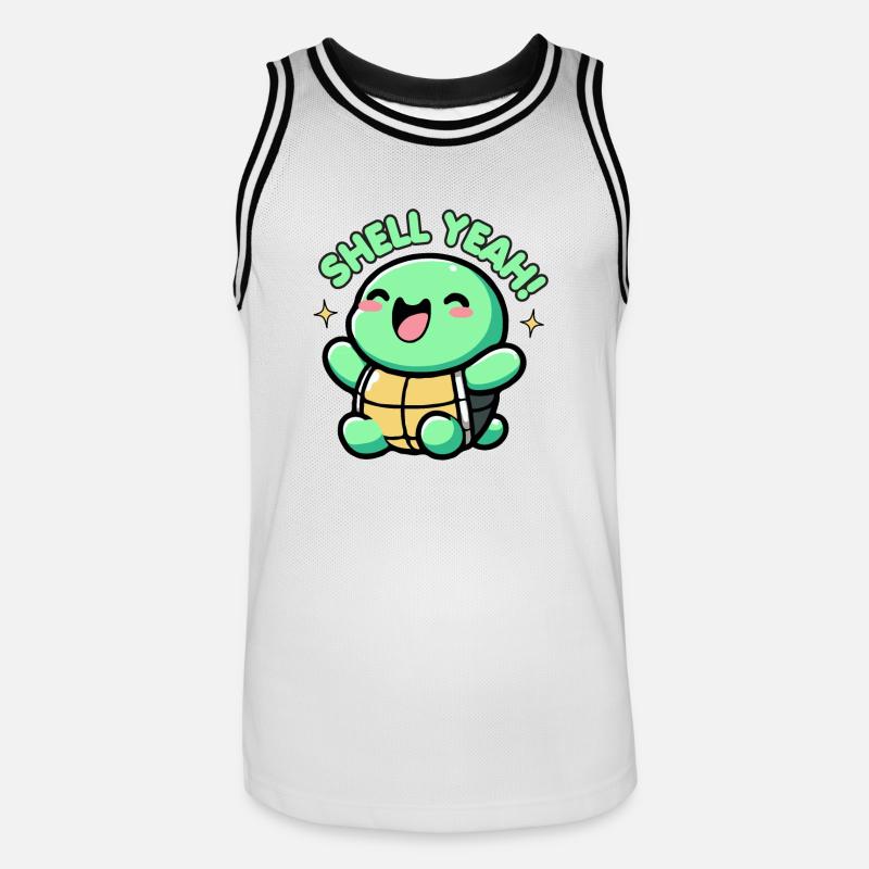 Shell Yeah Cute Turtle Lover Pun Funny - Men's Basketball Jersey - white/black