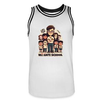 Lehrer und Schüler: Wir alle hassen die Schule - Männer Basketball-Trikot - Weiß/Schwarz - Vorne - AI Model Male 185 dark (185cm)