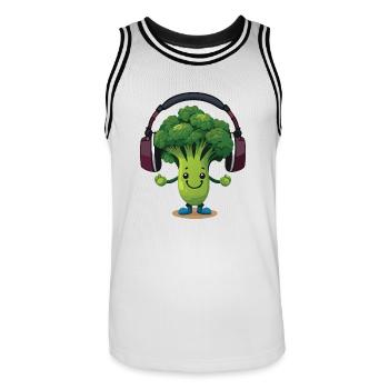Bubatz - DJ - Musik - Legalize it - Brokkoli - Männer Basketball-Trikot - Weiß/Schwarz - Vorne - AI Model Male 185 dark (185cm)