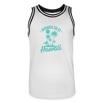 Honolulu, une ville de l’État d’Hawaï aux États-Unis - Maillot de basket Homme - blanc/noir - Devant - AI Model Male 185 dark (185cm)