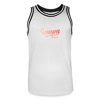 Tampa, Florida, a city in the U.S. state of Florida - Men's Basketball Jersey - white/black - Front - AI Model Male 185 dark (185cm)