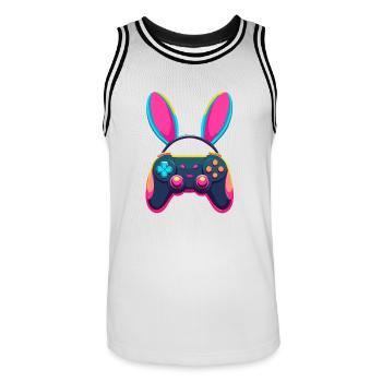 Osterhase Gamer & Gaming Streetwear Ikonisches - Männer Basketball-Trikot - Weiß/Schwarz - Vorne - AI Model Male 185 dark (185cm)