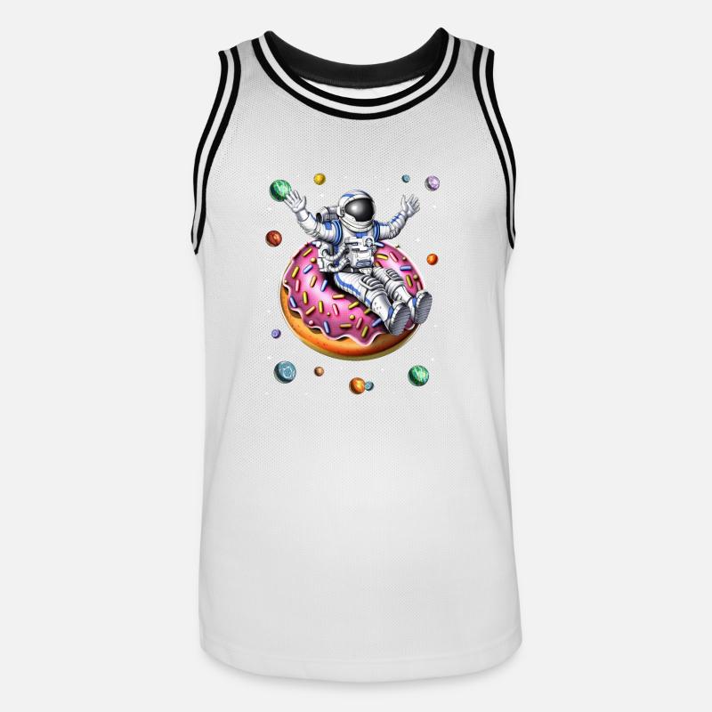 Beignet d’astronaute de l’espace - Maillot de basket Homme - blanc/noir