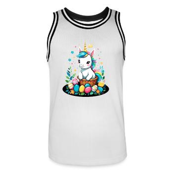 Lustiges Einhorn Osterhase Süßes Ostereinhorn - Männer Basketball-Trikot - Weiß/Schwarz - Vorne - AI Model Male 185 dark (185cm)