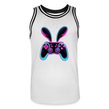 Osterhase Gamer Ikonisches Ostern Gaming - Männer Basketball-Trikot - Weiß/Schwarz - Vorne - AI Model Male 185 dark (185cm)