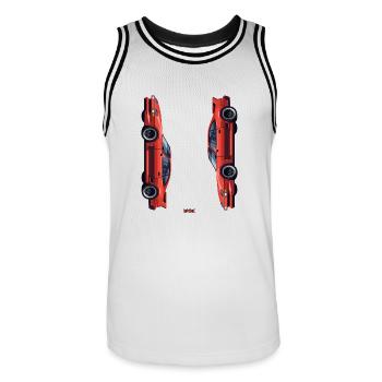 Design of Retro American Sports Car Car - Men's Basketball Jersey - white/black - Front - AI Model Male 185 dark (185cm)