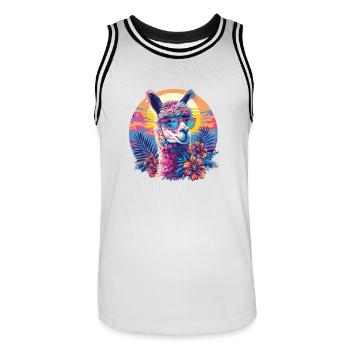 Alpaka Lama Blumen für Alpakaliebhaber - Männer Basketball-Trikot - Weiß/Schwarz - Vorne - AI Model Male 185 dark (185cm)