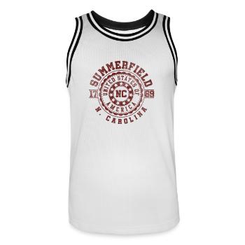Summerfield NC | North Carolina Reise Geschenk - Männer Basketball-Trikot - Weiß/Schwarz - Vorne - AI Model Male 185 dark (185cm)